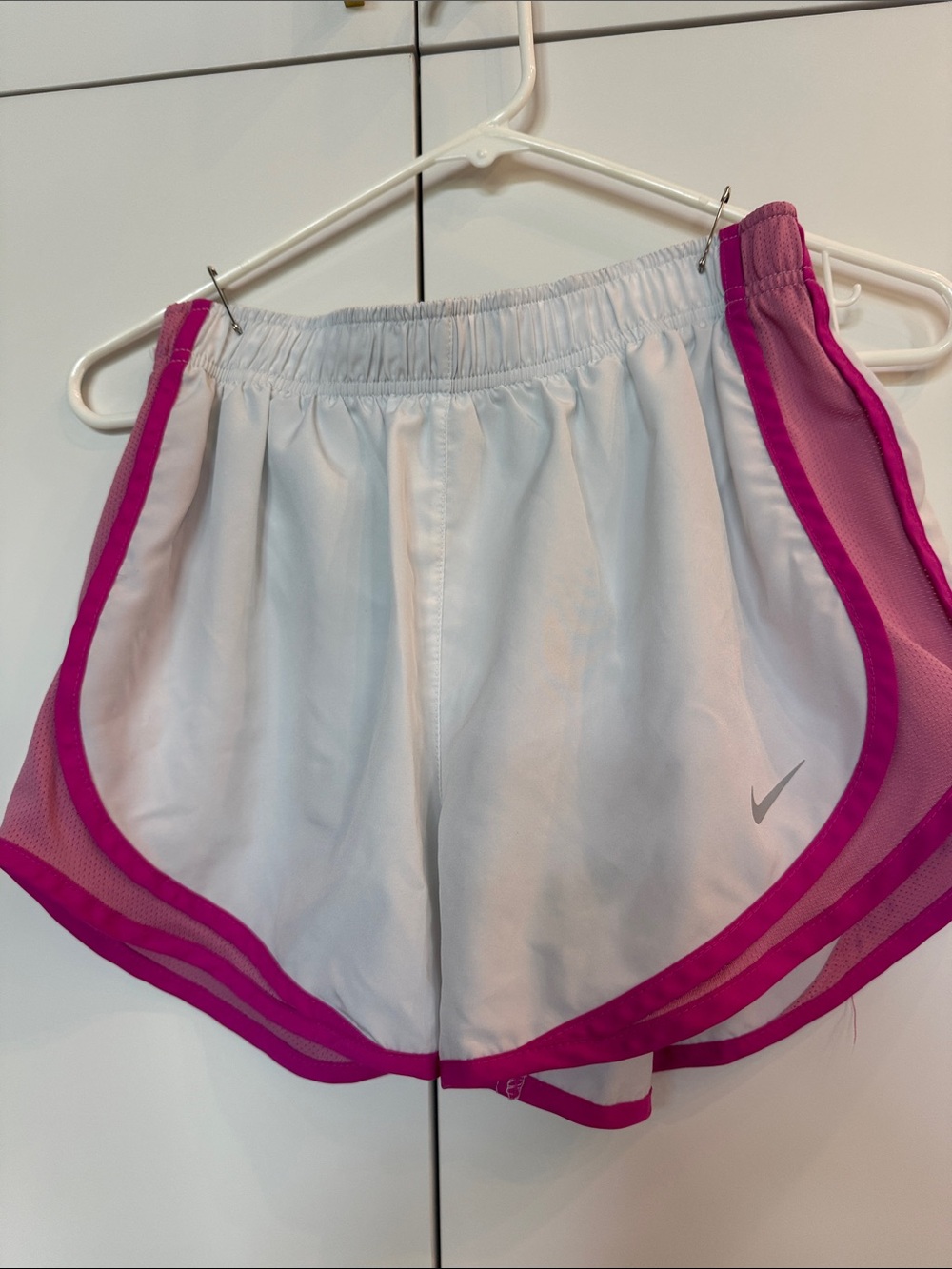 Nike Women's White Shorts with Fuchsia Trim